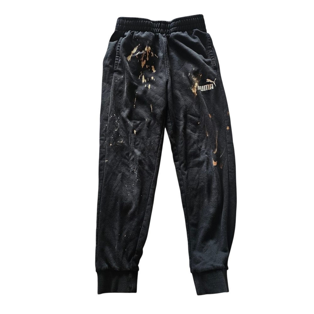 Puma Kids Fleece Jogger Sweatpants Black Paint Splatter Size S (8)